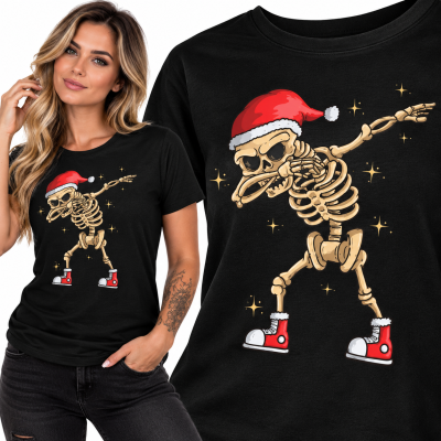 KOSZULKA DAMSKA ŚWIĄTECZNA  SKULL DABBING